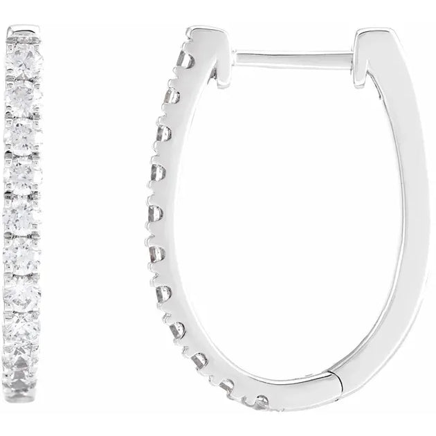 14K White 3/4 CTW Lab-Grown Diamond Hoop Earrings – Robson's Jewelers