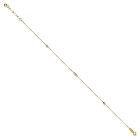 14k Two-tone Mirror Bead 9in Plus 1in ext. Anklet – Robson's Jewelers