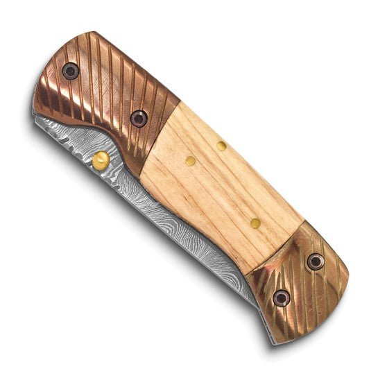 Knife Olive Wood Pocket Knife Set Damascus Pocket knife for men