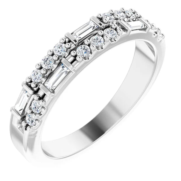 14K White 1/3 CTW Natural Diamond Double-Row Anniversary Band - Robson's Jewelers