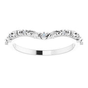 14K White .05 CTW Natural Diamond Vintage-Inspired Contour Band - Robson's Jewelers