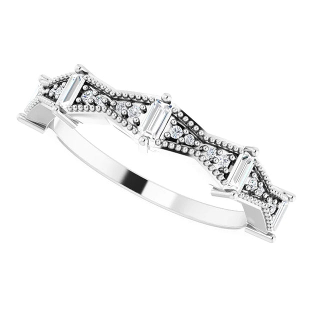 14K White 1/4 CTW Natural Diamond Art-Deco Anniversary Band - Robson's Jewelers