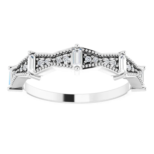 14K White 1/4 CTW Natural Diamond Art-Deco Anniversary Band - Robson's Jewelers