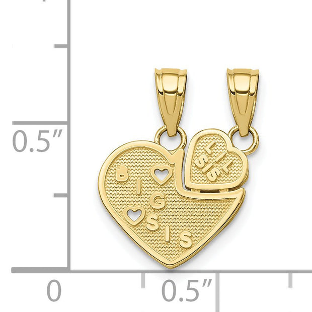 10K BIG SIS, Lil SIS Break - Apart Heart Charm - Robson's Jewelers