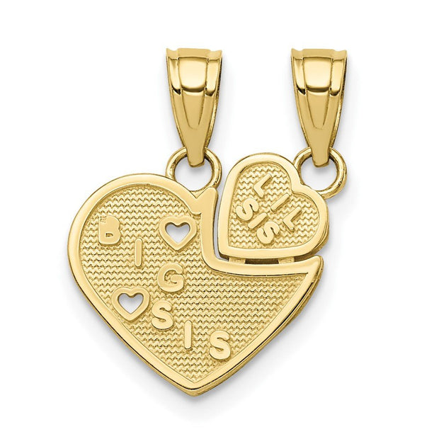 10K BIG SIS, Lil SIS Break - Apart Heart Charm - Robson's Jewelers