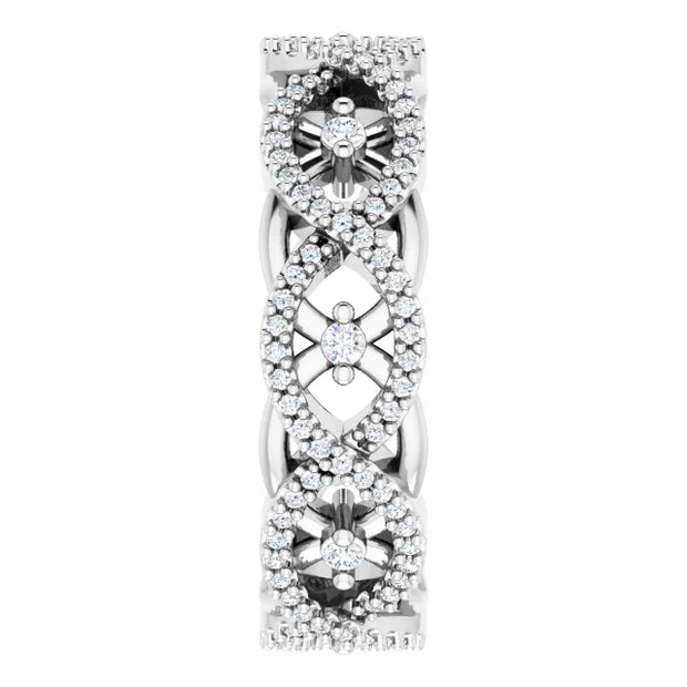 14K White 3/8 CTW Natural Diamond Vintage-Inspired Eternity Band Size 7