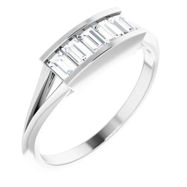 14K White 1/2 CTW Natural Diamond Five-Stone Anniversary Band - Robson's Jewelers