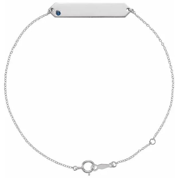 14K White Natural Blue Sapphire Geometric 7-8" Bracelet - Robson's Jewelers