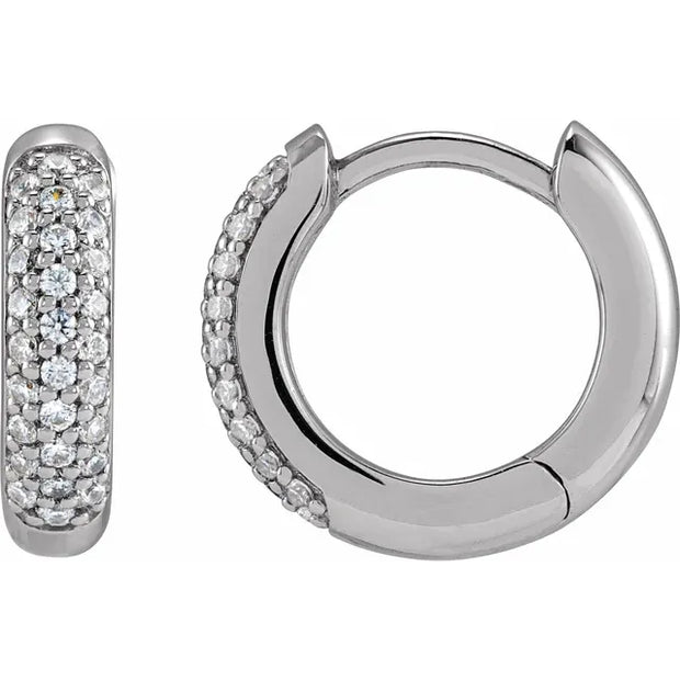 14K White 1/4 CTW Lab-Grown Diamond 12 mm Hinged Hoop Earrings - Robson's Jewelers