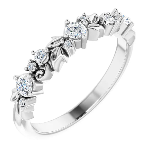 14K White 1/4 CTW Natural Diamond Floral Inspired Anniversary Band - Robson's Jewelers