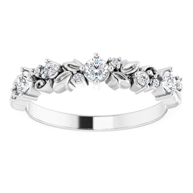 14K White 1/4 CTW Natural Diamond Floral Inspired Anniversary Band - Robson's Jewelers