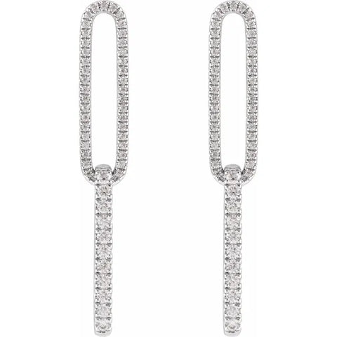 14K White 1/2 CTW Lab-Grown Diamond Elongated Link Earrings