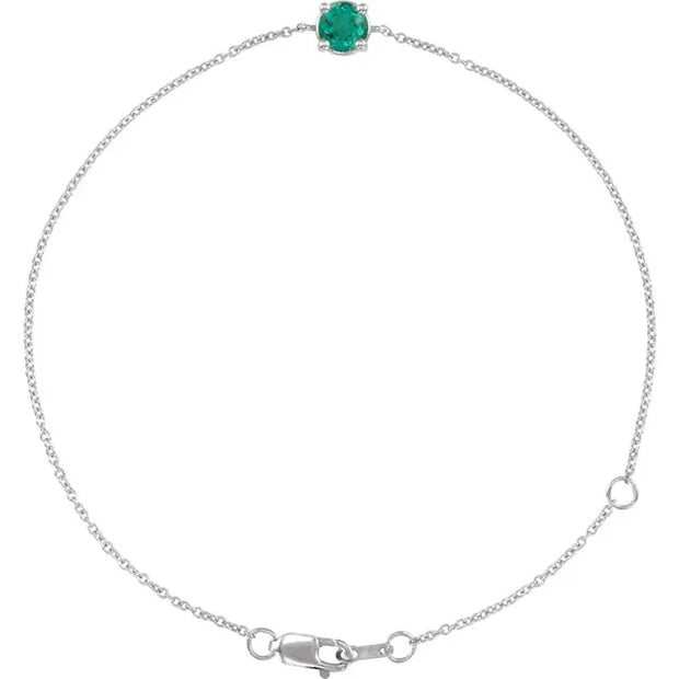 14K White Natural Emerald 6 1/2-7-1/2" Bracelet - Robson's Jewelers