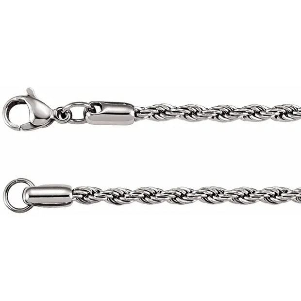 Stainless Steel 3 mm Rope 20" Chain - Robson's Jewelers