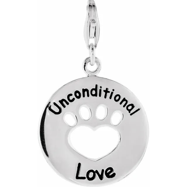 Sterling Silver Heart U Back™ Unconditional Love Paw Charm