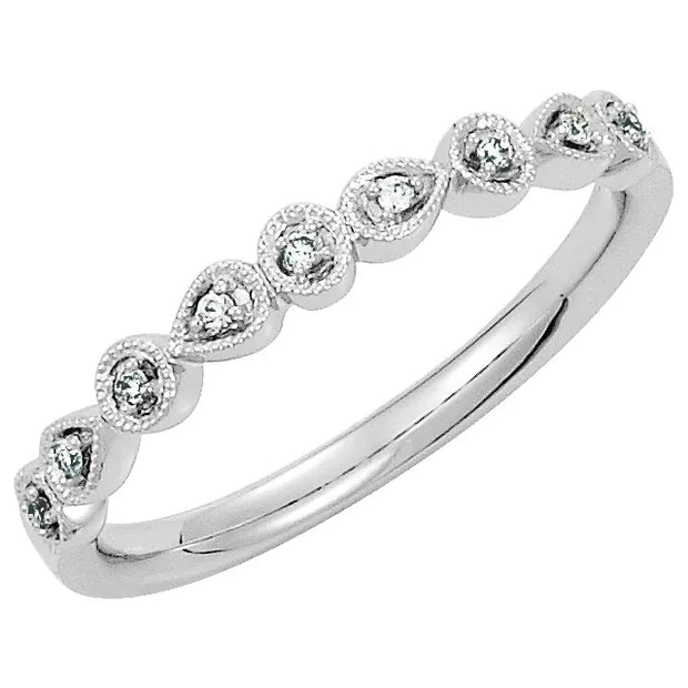 14K White .04 CTW Natural Diamond Stackable Ring