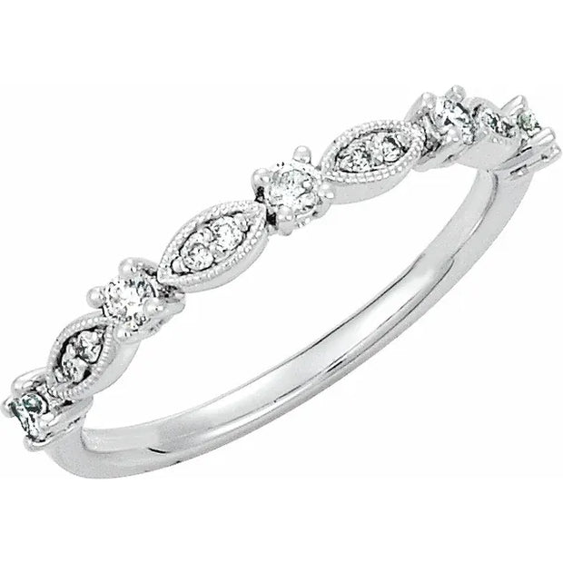 14K White 1/5 CTW Natural Diamond Stackable Ring