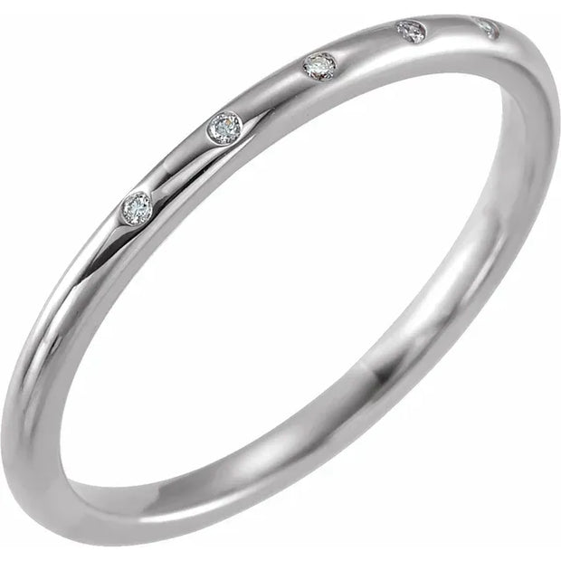 14K White .02 CTW Natural Diamond Band Size 7