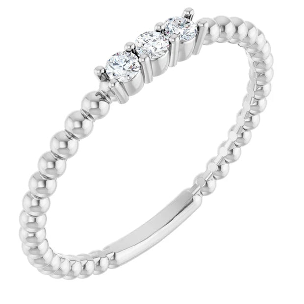 14K White 1/10 CTW Natural Diamond Beaded Ring - Robson's Jewelers