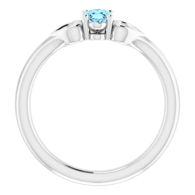 Sterling Silver Imitation Aquamarine Youth Heart Ring - Robson's Jewelers