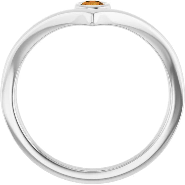 Sterling Silver Natural Citrine Bezel-Set V Ring - Robson's Jewelers