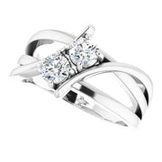 14K White 1/2 CTW Natural Diamond Two-Stone Ring