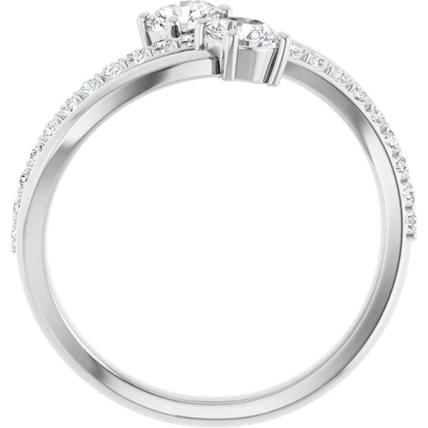 14K White 3/4 CTW Natural Diamond Two-Stone Ring - Robson's Jewelers