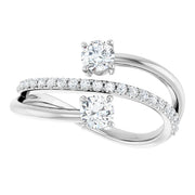 14K White 3/4 CTW Natural Diamond Two-Stone Ring - Robson's Jewelers