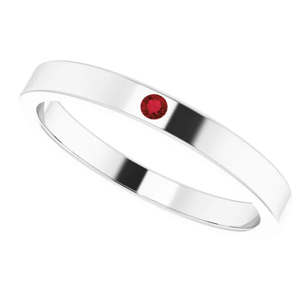 14K White Natural Mozambique Garnet Family Stackable Ring - Robson's Jewelers