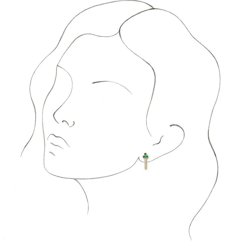 14K Yellow Natural Emerald & 1/4 CTW Natural Diamond J-Hoop Earrings - Robson's Jewelers