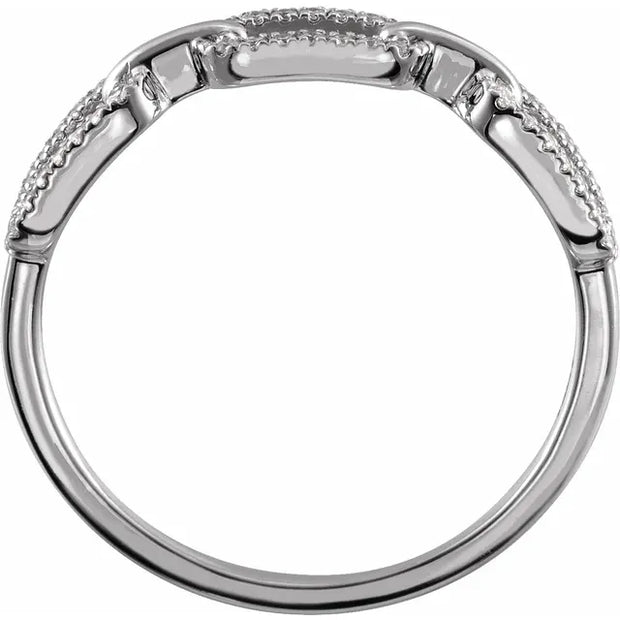 14K White 1/6 CTW Natural Diamond Chain Link Ring