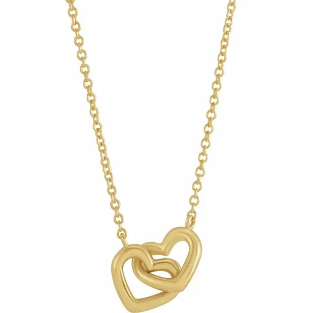 14K Yellow Interlocking Heart 16" Necklace