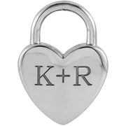 14K White Engravable Heart Lock Pendant - Robson's Jewelers