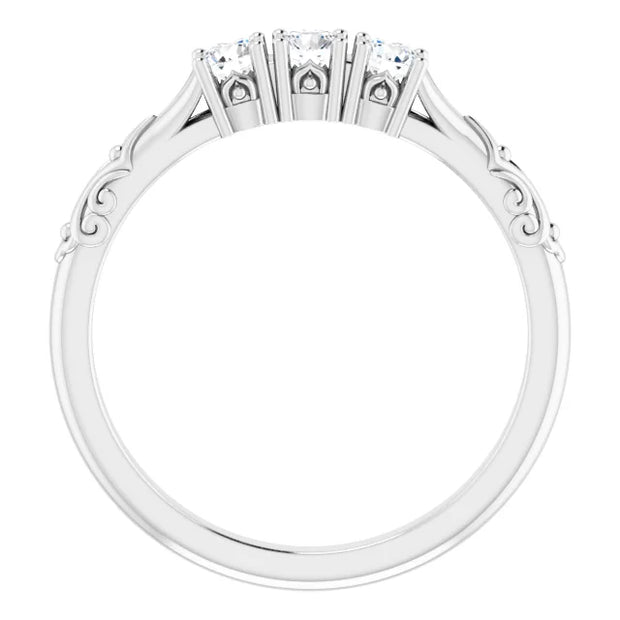 14K White 1/4 CTW Natural Diamond Three-Stone Anniversary Band - Robson's Jewelers