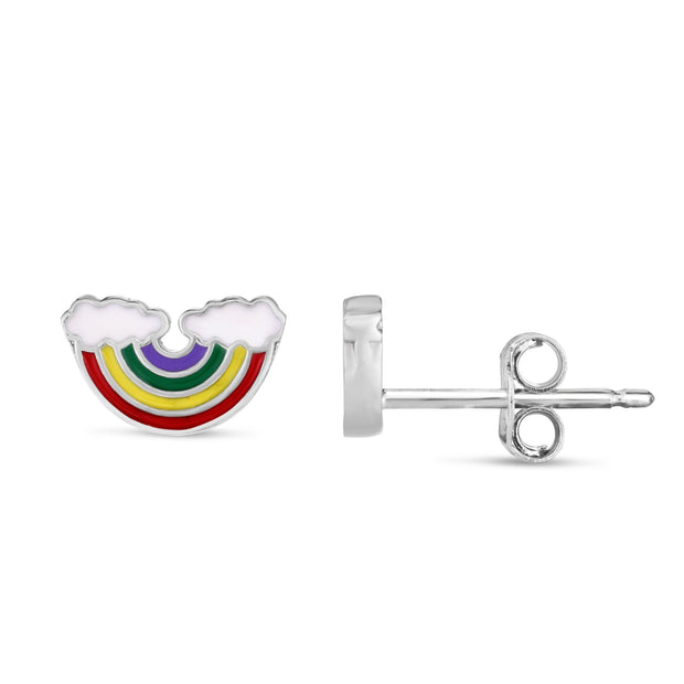 Silver Enamel Rainbow Studs - Robson's Jewelers