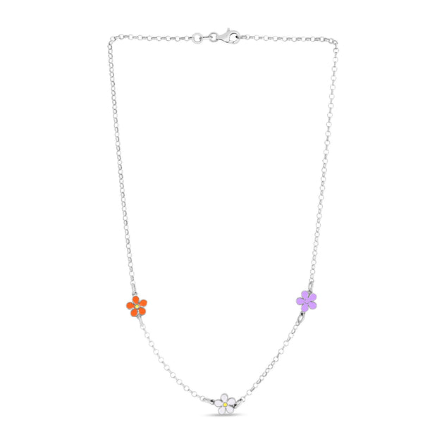 Silver Enamel Flowers Necklace - Robson's Jewelers