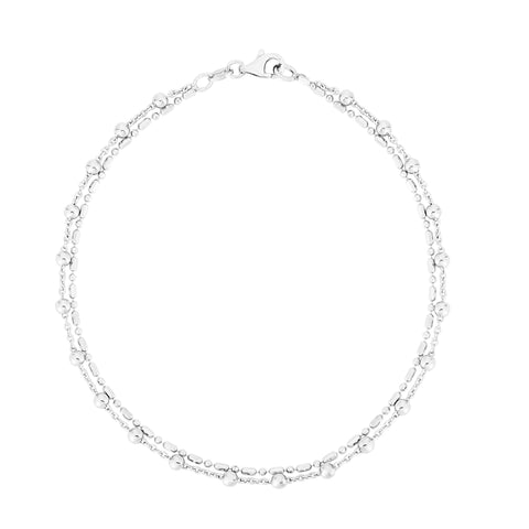 Silver Bead Double Strand Anklet - Robson's Jewelers