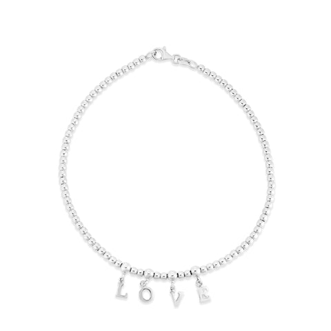 Silver Love Beaded Anklet - Robson's Jewelers