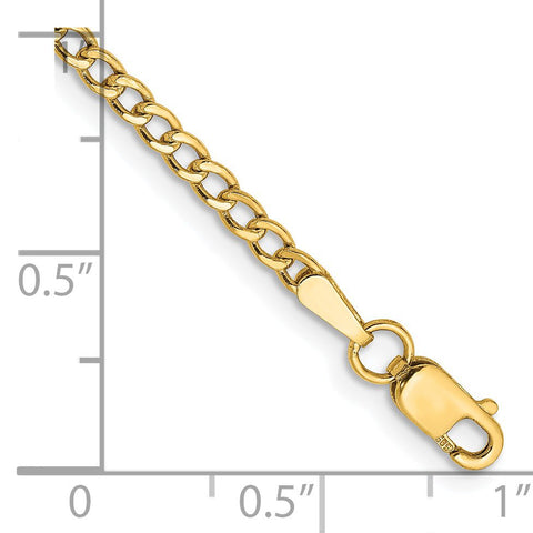 14k 2.5mm Semi - Solid Curb Chain Anklet - Robson's Jewelers