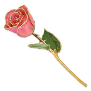 Lacquer Dipped Gold Trim Pink Rose - Robson's Jewelers