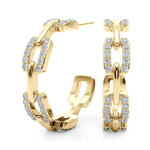 Lab Diamond Chain Link Hoop Earrings - Robson's Jewelers