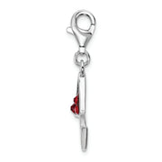 Sterling Silver Amore La Vita Rhodium - pl Red Crystal Martini Glass Charm - Robson's Jewelers