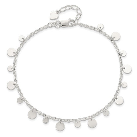 Sterling Silver Dangling Circle 9in Plus 1 in ext Anklet - Robson's Jewelers