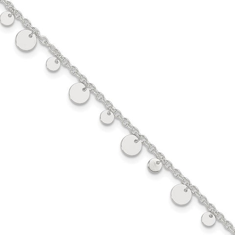 Sterling Silver Dangling Circle 9in Plus 1 in ext Anklet - Robson's Jewelers