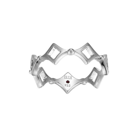 Sterling Silver Rhombus (8x6.5mm) Eternity Band, Rhodium Plated, Size 6