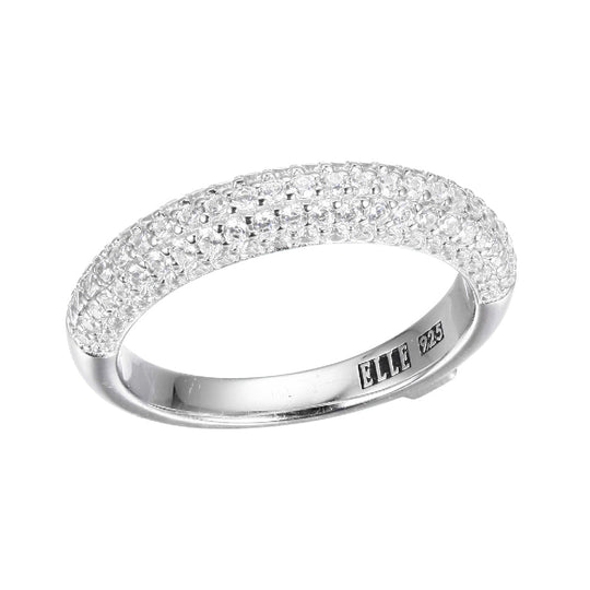 SS ELLE " STARDUST" RHODIUM PLATED CZ RING SIZE 6