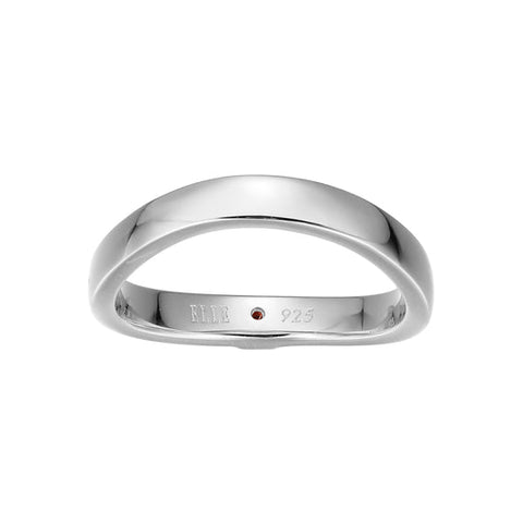 SS ELLE " LUNA" RHODIUM PLATED CURVED BAND SIZE 6