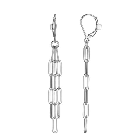 Rhodium Paperclip Chain Earrings