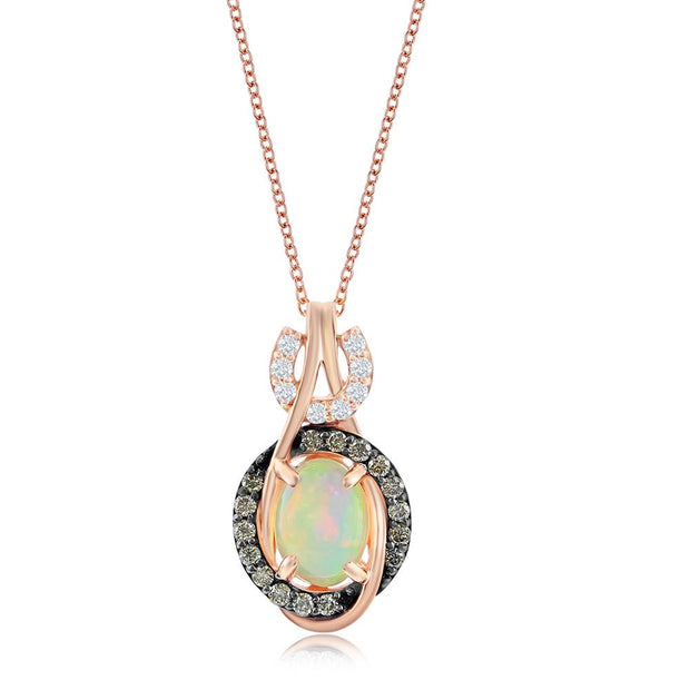 Le Vian Chocolatier� Pendant featuring 1/2 cts. Neopolitan Opal, 1/8 cts. Chocolate Diamonds�, 1/20 cts. Vanilla Diamonds� set in 14K Strawberry Gold� - Robson's Jewelers