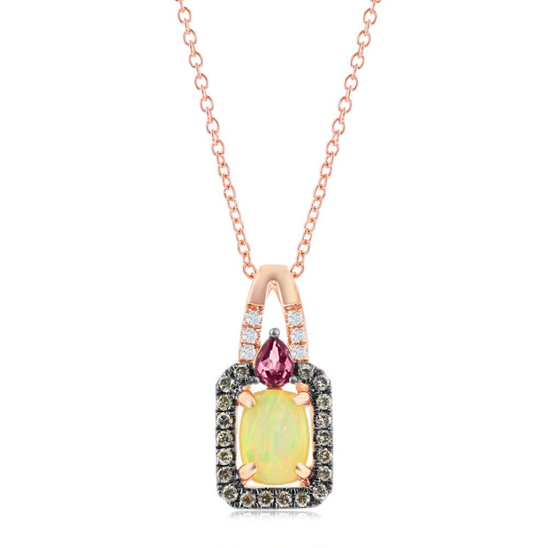 Le Vian Chocolatier� Pendant featuring 1/2 cts. Neopolitan Opal, 1/6 cts. Raspberry Rhodolite�, 1/6 cts. Chocolate Diamonds�, Vanilla Diamonds� set in 14K Strawberry Gold� - Robson's Jewelers